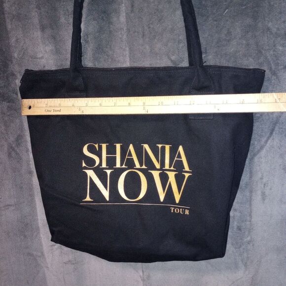 Shania Twain "Shania Now Tour" VIP Black Canvas Tote Bag Leather Handles EUC - Picture 8 of 11
